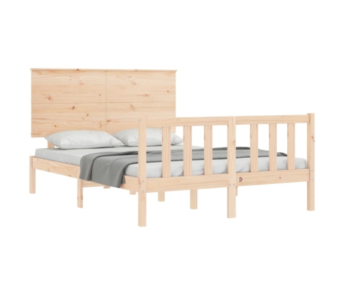 Estructura de cama de matrimonio con cabecero madera maciza