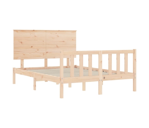 Estructura de cama de matrimonio con cabecero madera maciza