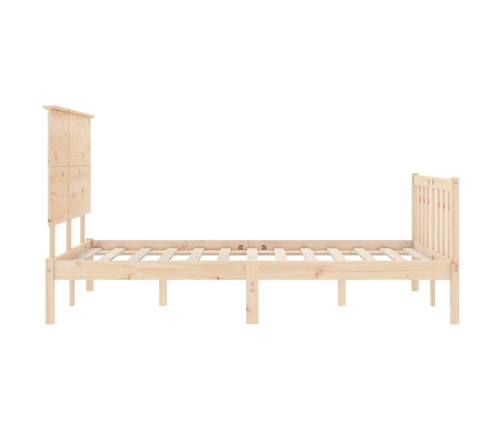 Estructura de cama de matrimonio con cabecero madera maciza