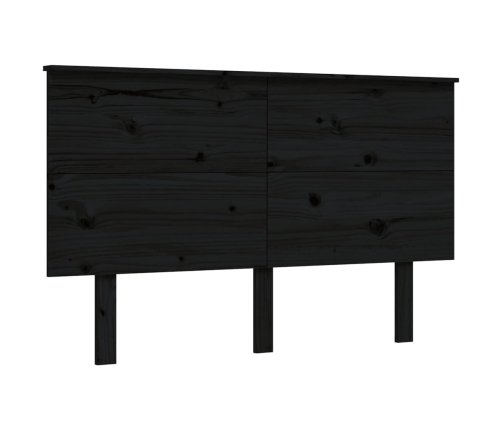 Estructura de cama con cabecero madera maciza negro 140x190 cm