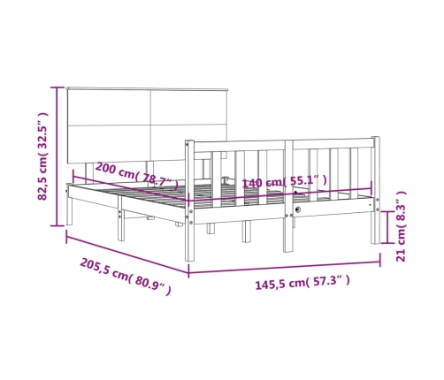 Estructura de cama sin colchón madera de pino blanca 140x200 cm