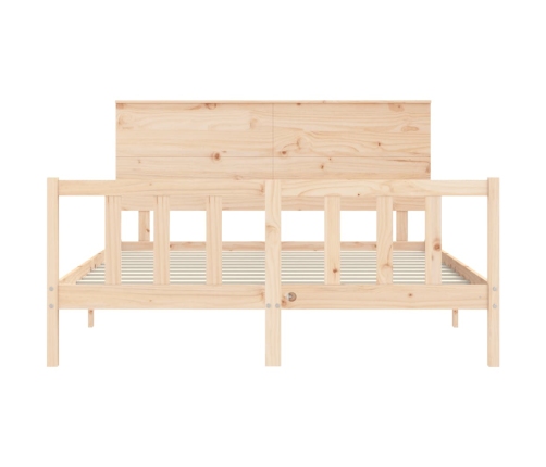 Estructura de cama de matrimonio con cabecero madera maciza