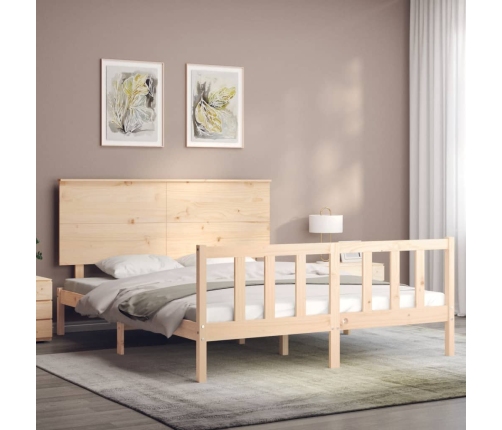 Estructura de cama sin colchón madera maciza de pino 160x200 cm