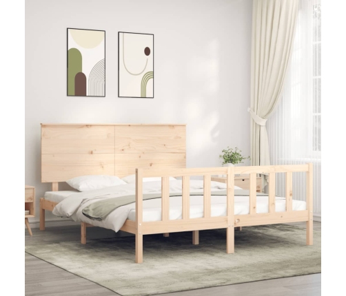 Estructura de cama sin colchón madera maciza de pino 160x200 cm