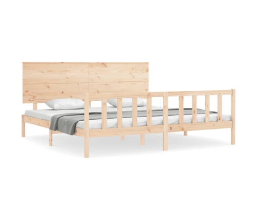 Estructura de cama de matrimonio con cabecero madera maciza