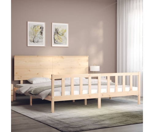 Estructura de cama de matrimonio con cabecero madera maciza