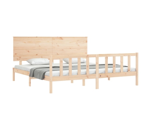Estructura de cama de matrimonio con cabecero madera maciza