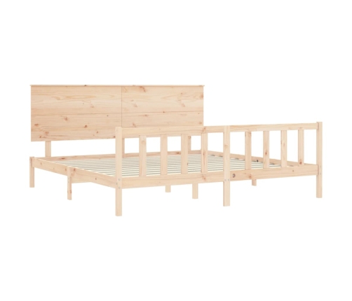 Estructura de cama de matrimonio con cabecero madera maciza