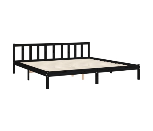 Estructura cama de matrimonio con cabecero madera maciza negro