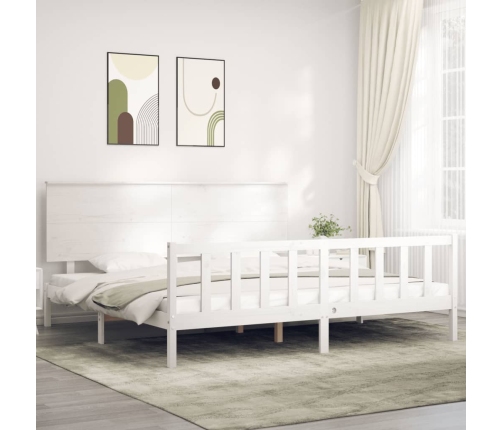 Estructura de cama sin colchón madera maciza blanca 200x200 cm