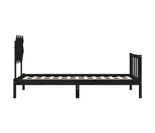 Estructura de cama con cabecero madera maciza negro