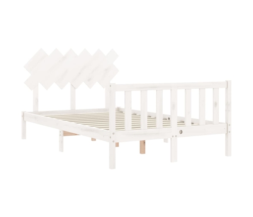 Estructura cama de matrimonio con cabecero madera maciza blanco