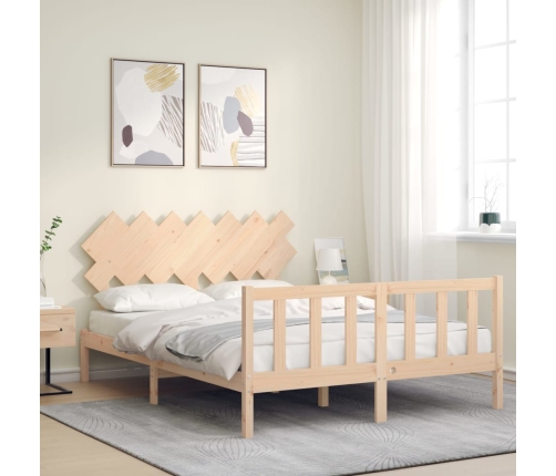 Estructura de cama sin colchón madera maciza de pino 140x190 cm