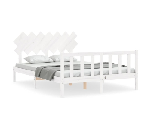 Estructura de cama sin colchón madera de pino blanca 140x190 cm