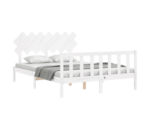 Estructura de cama sin colchón madera de pino blanca 140x190 cm