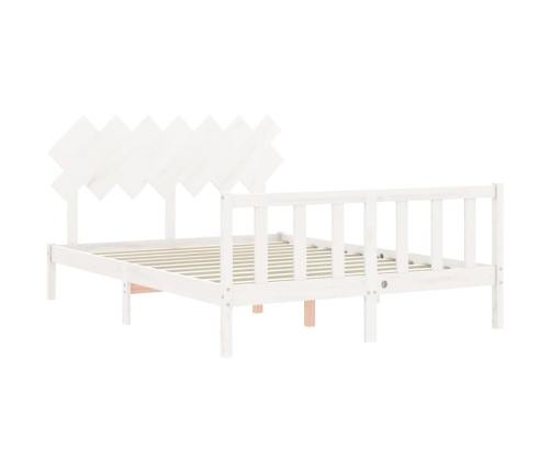 Estructura de cama sin colchón madera de pino blanca 140x190 cm