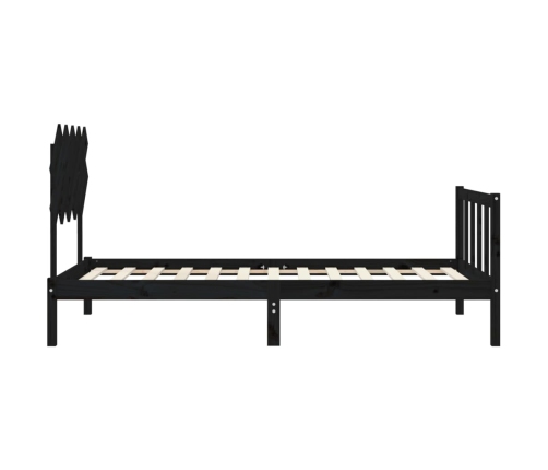 Estructura de cama con cabecero madera maciza negro 100x200 cm