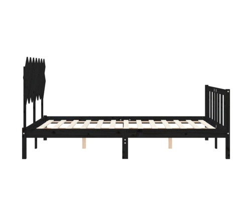 Estructura de cama con cabecero madera maciza negro 140x200 cm