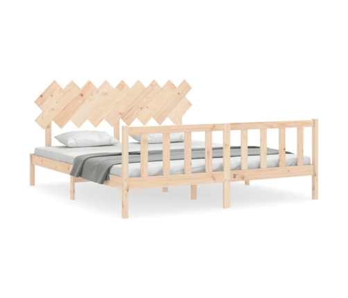 Estructura de cama de matrimonio con cabecero madera maciza