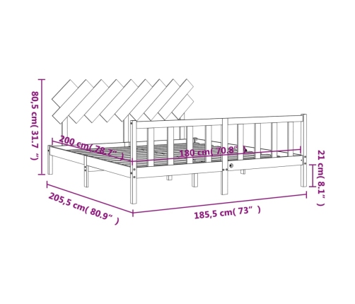 Estructura de cama de matrimonio con cabecero madera maciza