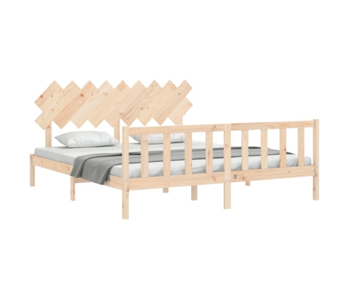 Estructura de cama de matrimonio con cabecero madera maciza