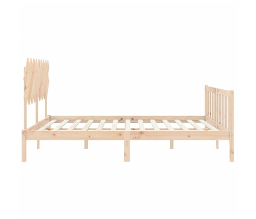 Estructura de cama de matrimonio con cabecero madera maciza