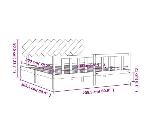 Estructura de cama sin colchón madera maciza blanca 200x200 cm