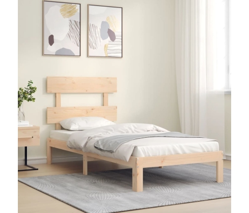 Estructura de cama con cabecero madera maciza