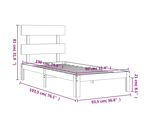 Estructura de cama con cabecero madera maciza