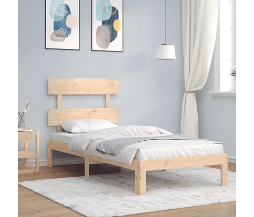 Estructura de cama con cabecero madera maciza