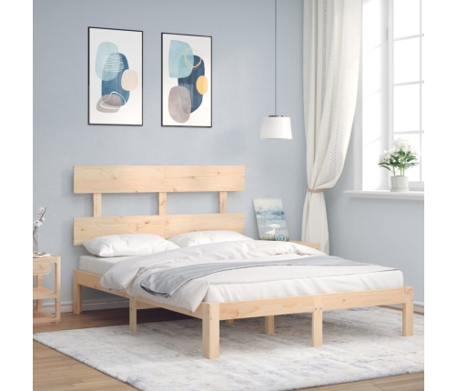 Estructura de cama sin colchón madera maciza de pino 140x190 cm