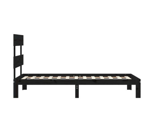 vidaXL Estructura de cama con cabecero madera maciza negro 100x200 cm