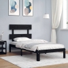 vidaXL Estructura de cama con cabecero madera maciza negro 100x200 cm