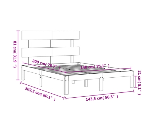 Estructura de cama sin colchón madera de pino blanca 140x200 cm