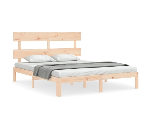 Estructura de cama de matrimonio con cabecero madera maciza