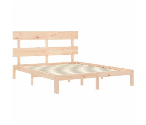 Estructura de cama de matrimonio con cabecero madera maciza