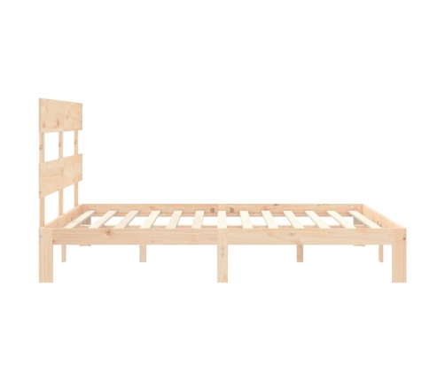 Estructura de cama de matrimonio con cabecero madera maciza