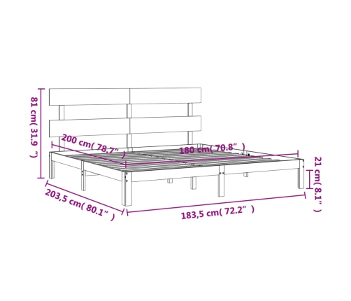 Estructura de cama de matrimonio con cabecero madera maciza