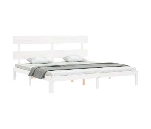 Estructura cama de matrimonio con cabecero madera maciza blanco