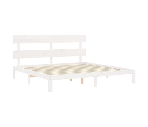 Estructura cama de matrimonio con cabecero madera maciza blanco