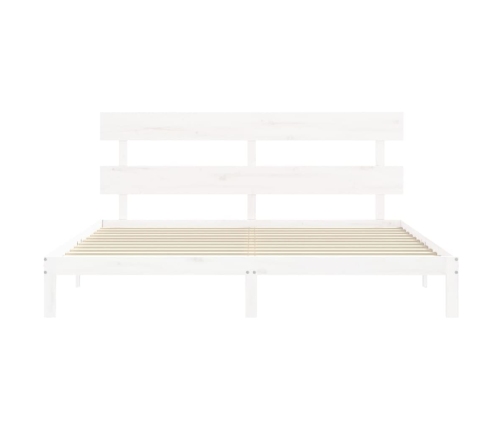 Estructura cama de matrimonio con cabecero madera maciza blanco
