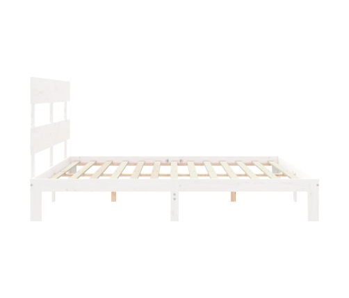 Estructura cama de matrimonio con cabecero madera maciza blanco