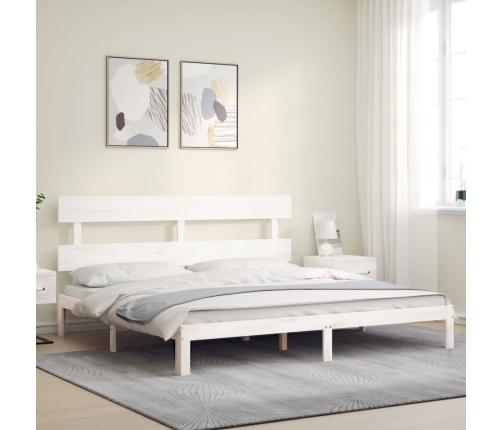 Estructura de cama sin colchón madera maciza blanca 200x200 cm