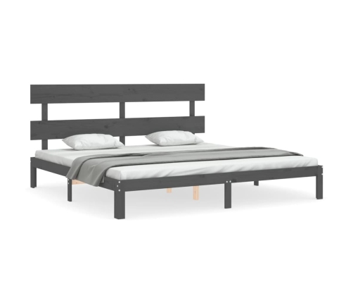 vidaXL Estructura de cama con cabecero madera maciza gris 200x200cm