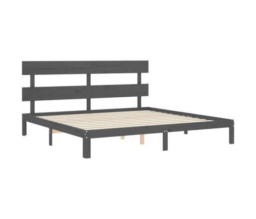 vidaXL Estructura de cama con cabecero madera maciza gris 200x200cm