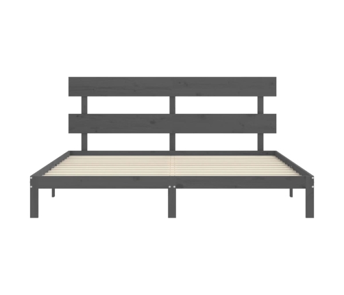 vidaXL Estructura de cama con cabecero madera maciza gris 200x200cm