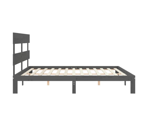 vidaXL Estructura de cama con cabecero madera maciza gris 200x200cm