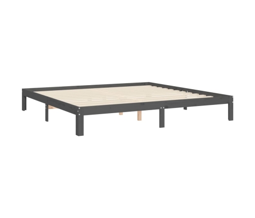 vidaXL Estructura de cama con cabecero madera maciza gris 200x200cm