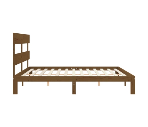 Estructura cama y cabecero madera maciza marrón miel 200x200 cm