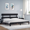 Estructura de cama con cabecero madera maciza negro 200x200 cm